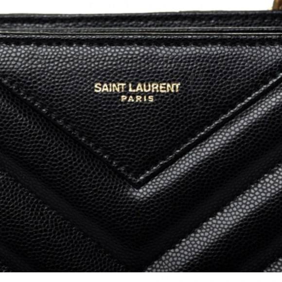 YSL Grain De Poudre Matelasse Chevron Medium Tribeca Shopping Bag Black 🖤 - Picture 12 of 13